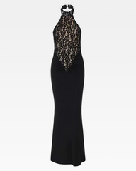 Black Lace Halter Dress