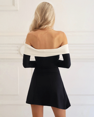 Black Mini Dress With White Trim