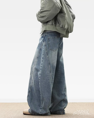 Blue Baggy Wide Leg Jeans