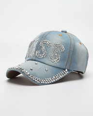 Denim Hat With Rhinestones