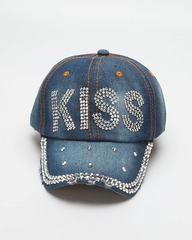 Denim Hat With Rhinestones