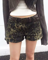 Denim Leopard Shorts