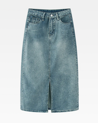 Denim Maxi Skirt With Slit