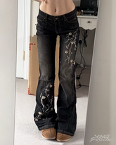 Floral Embroidered Flare Jeans