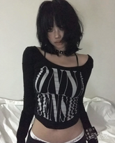 Grunge Y2K Off Shoulder Top