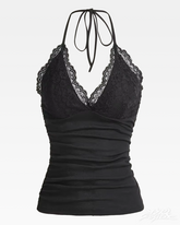 Lace Ruched Halter Top