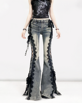 Lace Up Flare Jeans
