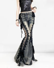 Lace Up Flare Jeans