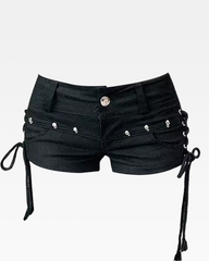 Low Rise Black Denim Shorts