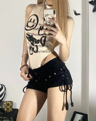 Low Rise Black Denim Shorts