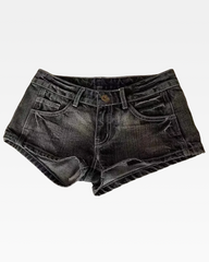 Low Rise Black Jean Shorts