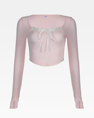 Pink Lace Trim Top