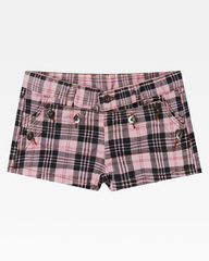 Plaid Denim Shorts
