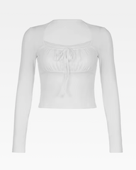 White Crop Top Lace Trim