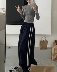 Wide Leg Striped Joggers