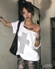Y2K Rhinestone Cross Top