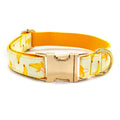 1.5m Rope Yellow Bowtie Banana Dog Traction Rope Pet Collar - Engravable With Gold Metal Buckle