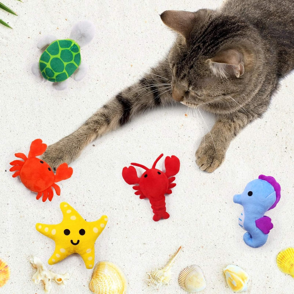 Catnip Plush Toys Set – 6-Piece Interactive Chew & Kick Toys for Indoor Cats and Kittens