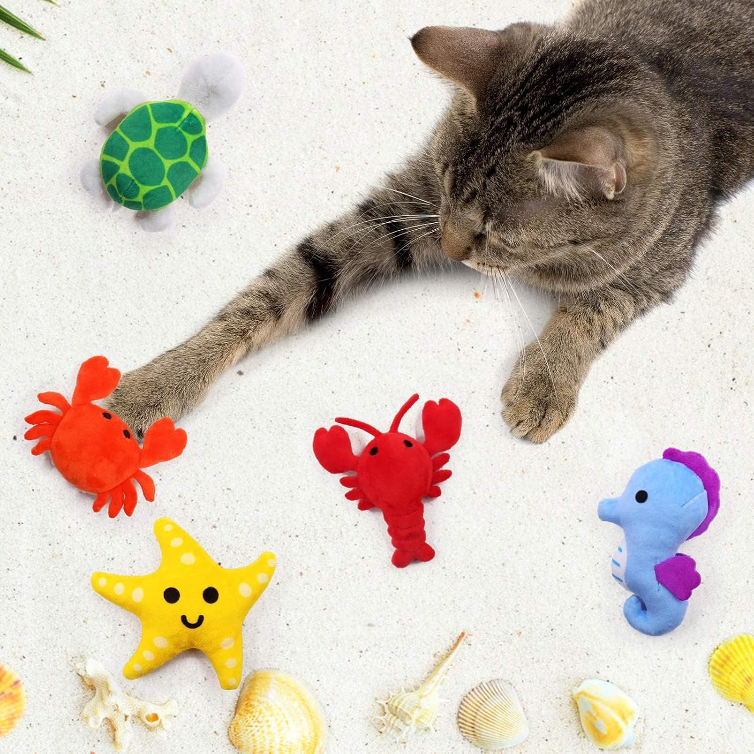 Catnip Plush Toys Set – 6-Piece Interactive Chew & Kick Toys for Indoor Cats and Kittens