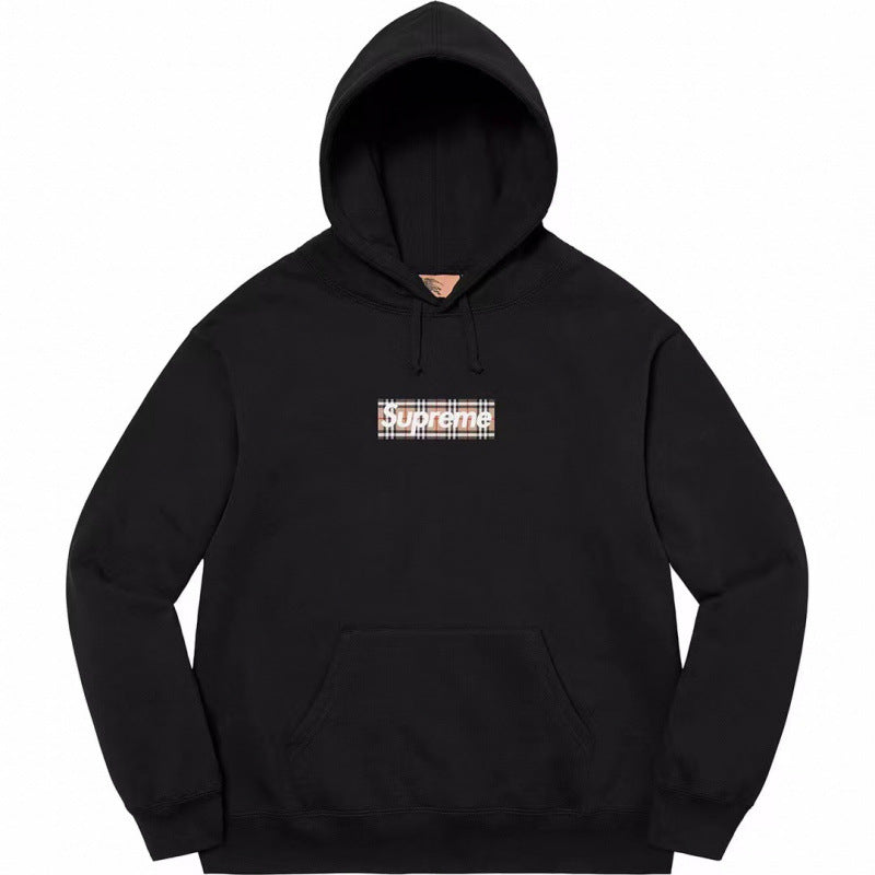Supreme Box Logo Hooded Sweatshirt - Black / Plaid