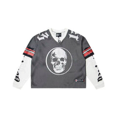 "Godspeed" Layered Mesh Skull Long Sleeve Jersey (Black/White/Red)