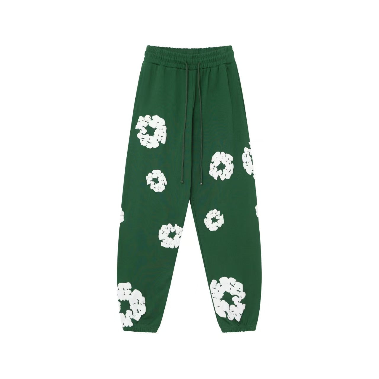 "Denim Tears" Dark Green Floral Pattern Oversized Sweatpants