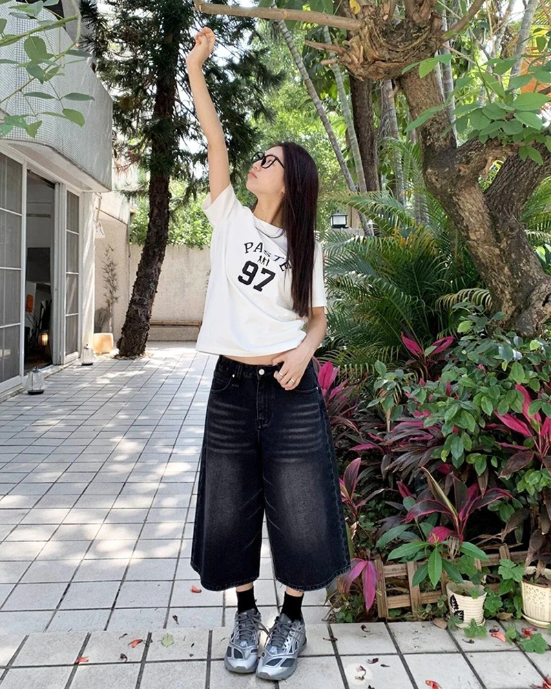 Baggy Jean Shorts Womens