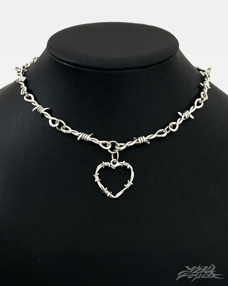 Barbed Wire Heart Necklace
