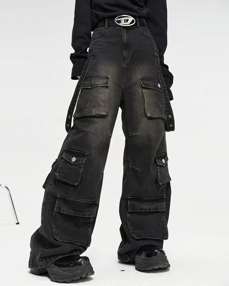 Black Baggy Cargo Jeans