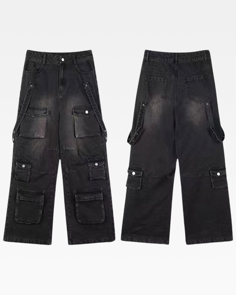 Black Baggy Cargo Jeans