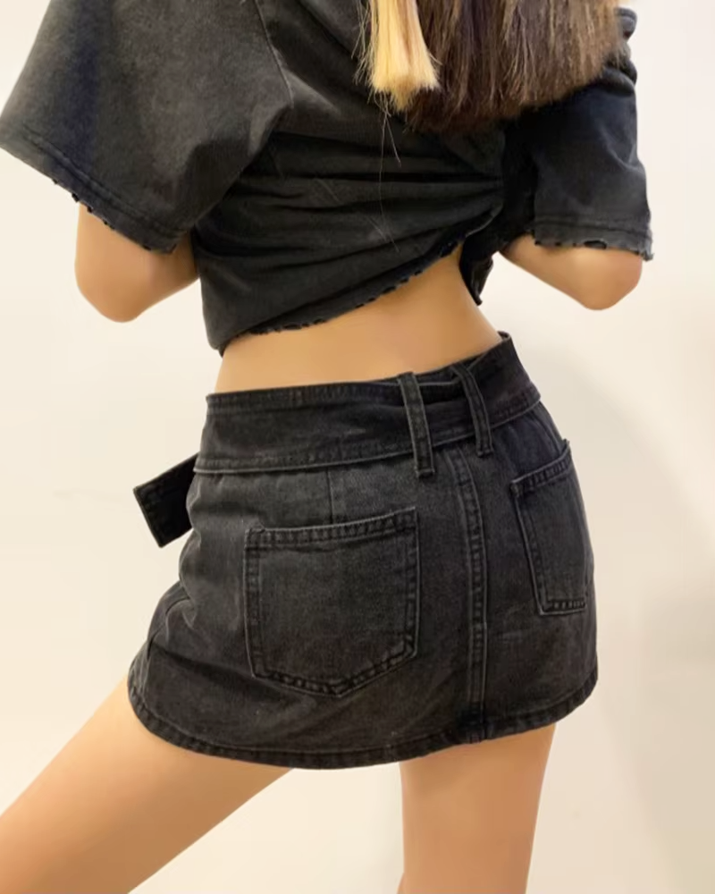 Black Denim Skort
