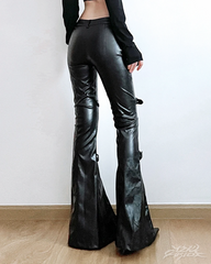 Black Leather Flare Pants