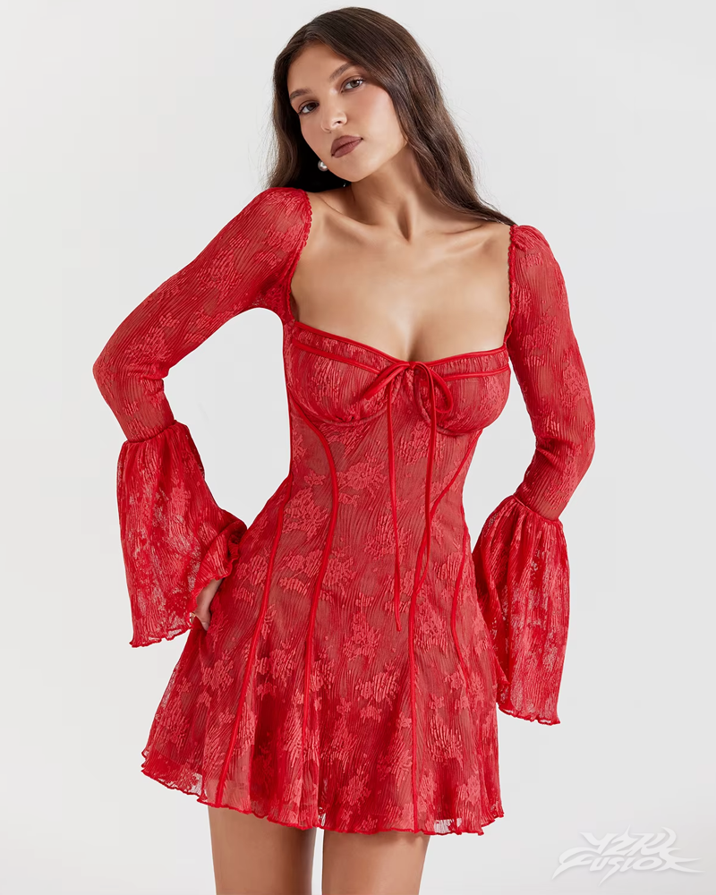 Black Long Sleeve Mini Dress Lace