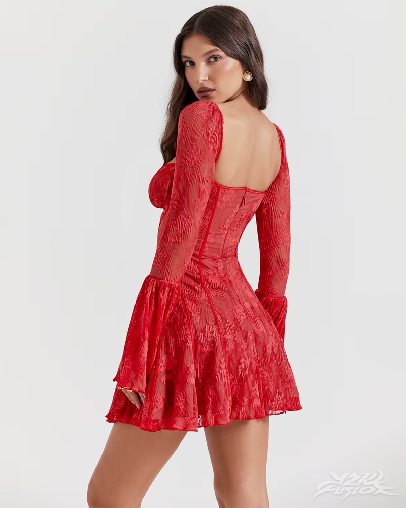 Black Long Sleeve Mini Dress Lace