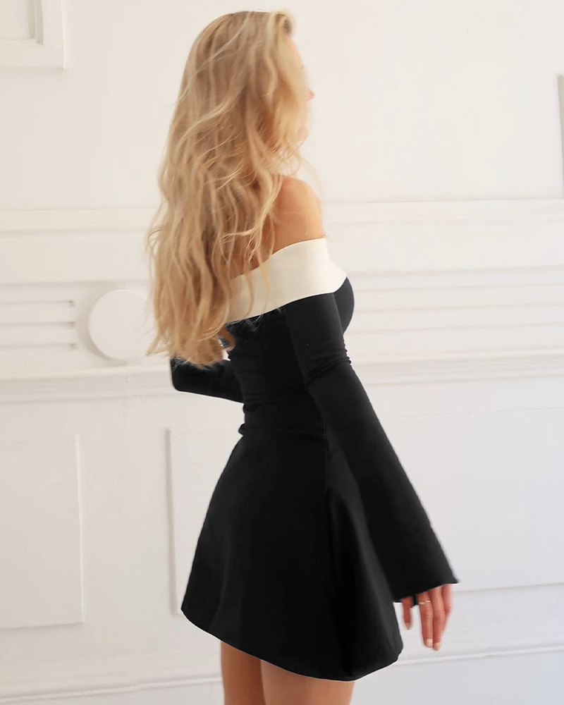 Black Mini Dress With White Trim