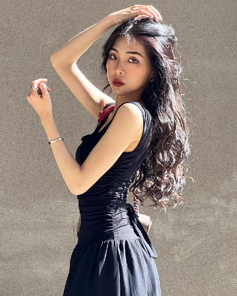 Black Ruched Maxi Dress