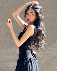 Black Ruched Maxi Dress