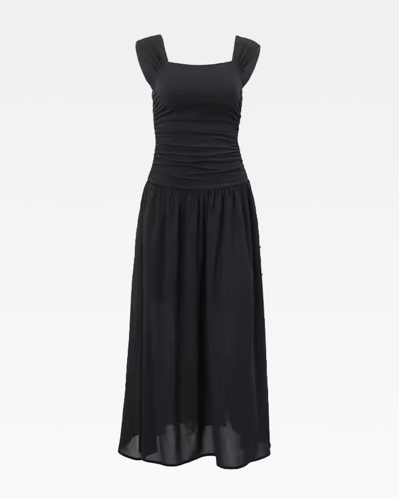 Black Ruched Maxi Dress