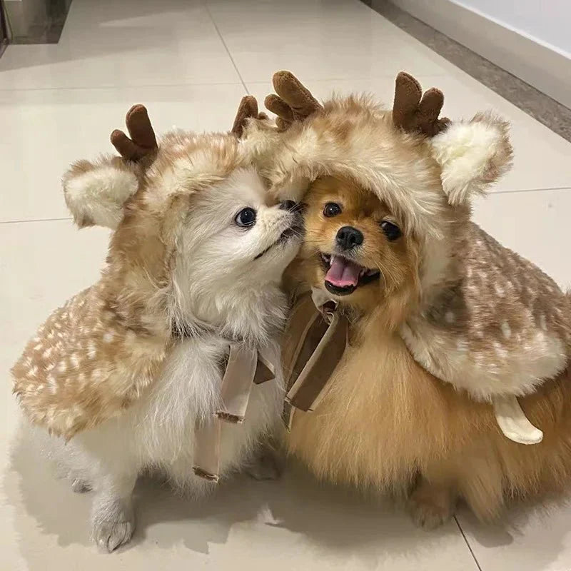 Christmas Pet Elk Cape for Cats & Small Dogs