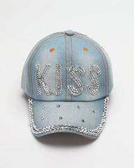 Denim Hat With Rhinestones
