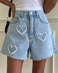 Denim Heart Shorts