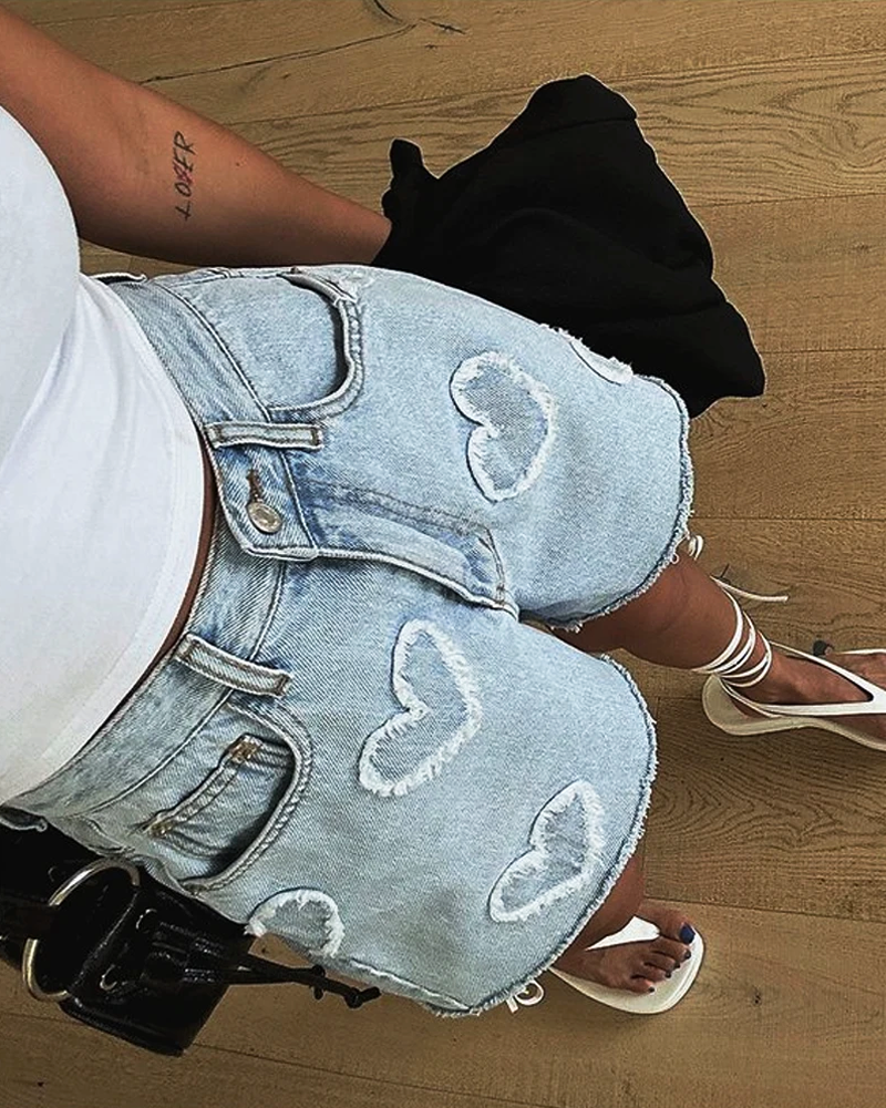 Denim Heart Shorts