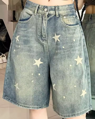 Denim Shorts With Stars