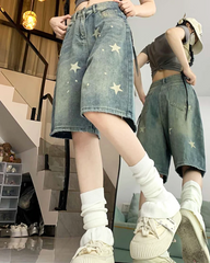 Denim Shorts With Stars