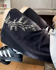 Embroidered Denim Shorts