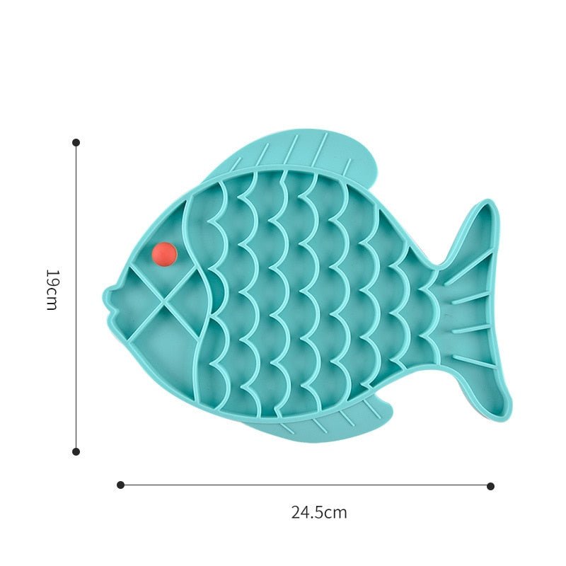 Fish Shape Silicone Mat for Slow Feeding and Treat Dispensing