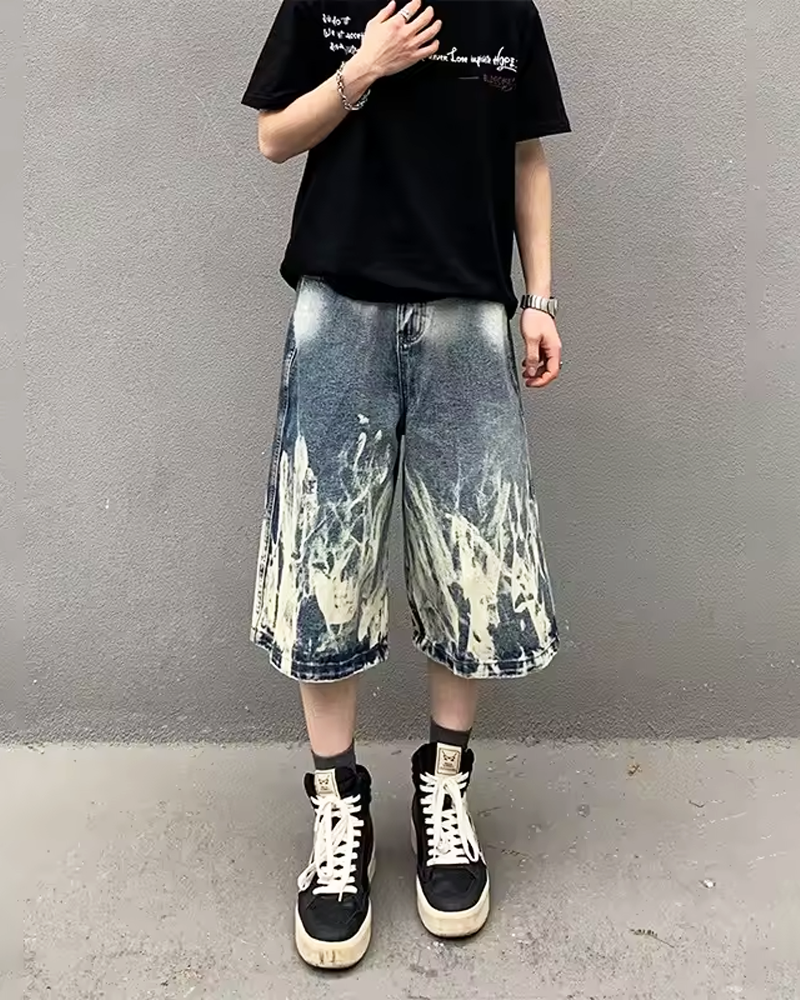 Flame Denim Shorts