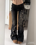 Floral Embroidered Flare Jeans