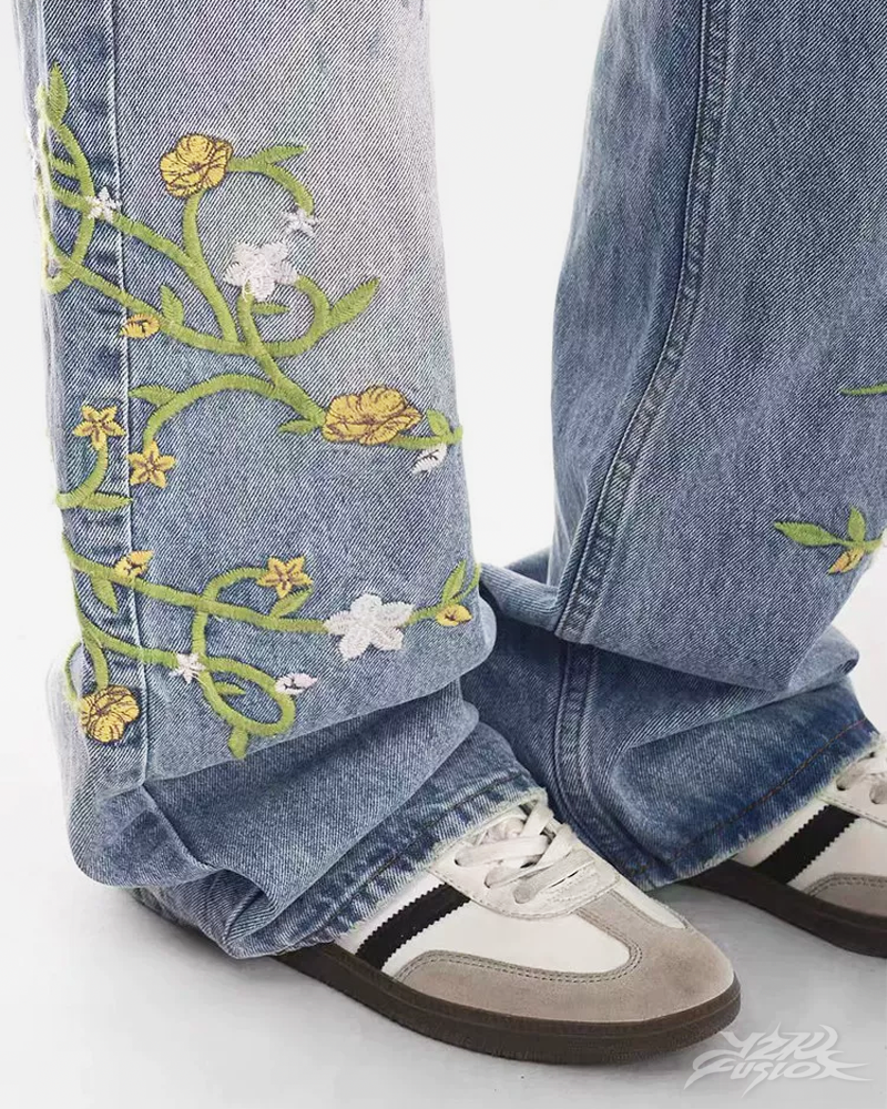 Floral Embroidered Jeans