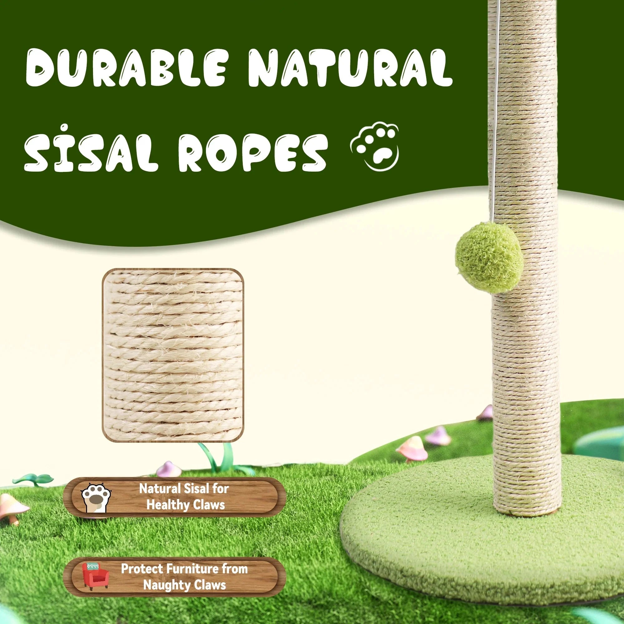 Kitten Coconut Tree Scratching Post w/ Coconut Sisal Balls